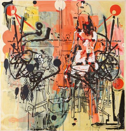 Sanatorium Rotor by Markus Oehlen - Auction record, sale price, and art valuation. Compare with similar artists and explore comparable artworks.
