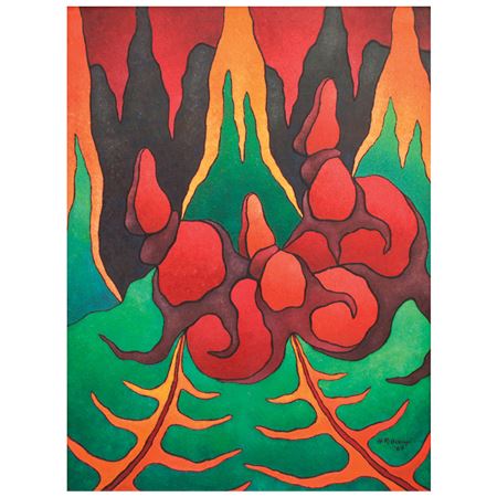 Sample artwork by Hernando Ruiz Ocampo (1911 - 1978), known for abstract biogical paintings - View similar artists and auction records