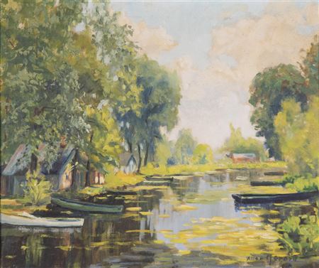 Boats Docked at River's Edge