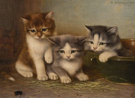 Three Kittens and a Bumblebee