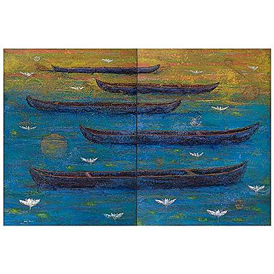 Sample artwork by Rosendo Perez Pinacho (Born 1972), known for abstract painting of animals, botanical images, bronze animal shaped plates - View similar artists and auction records