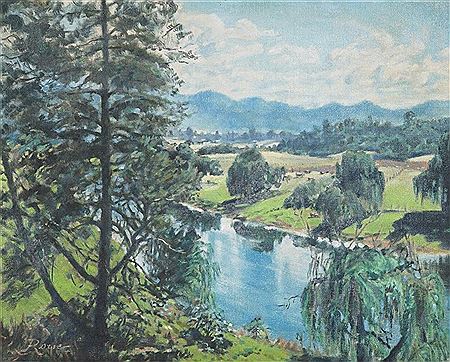 Along the Bellingen River, North Coast by Reginald George Rowe - Auction record, sale price, and art valuation. Compare with similar artists and explore comparable artworks.