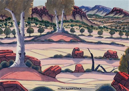 MacDonnell Ranges by Kevin Namatjira - Auction record, sale price, and art valuation. Compare with similar artists and explore comparable artworks.