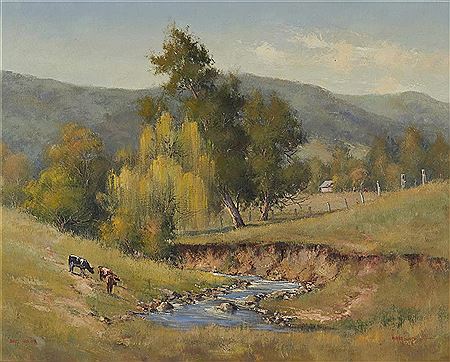Cattle By a Creek, Berry, 1984