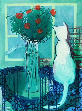 Cat and Flowers, 2013