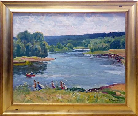Figures at a Lakeside