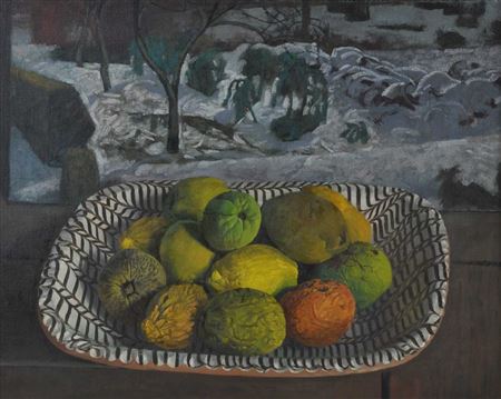 Still Life with Fruit in Slipware Bowl