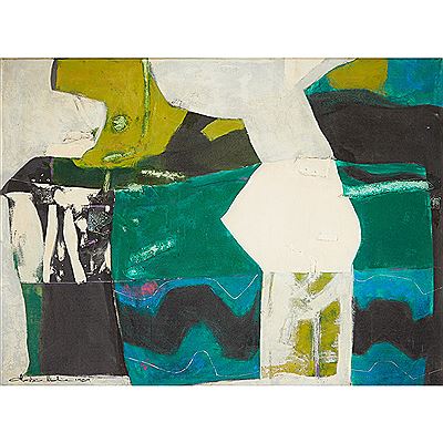 Sample artwork by Alastair Michie (1921 - 2008), known for abstract painting, sculpture, and fashion illustration - View similar artists and auction records
