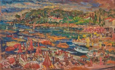 Plage de la Garoupe animée, Cap d'Antibes by Berthe Sourdillon - Auction record, sale price, and art valuation. Compare with similar artists and explore comparable artworks.