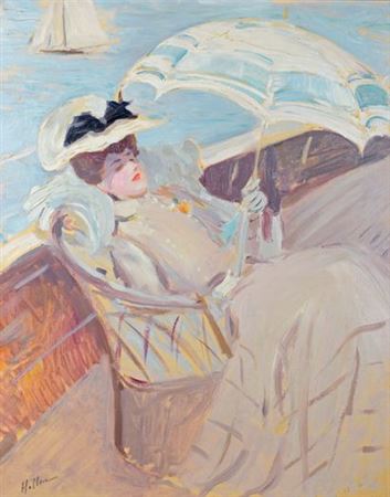 Mrs Helleu on a yacht