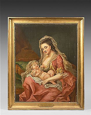 Portrait of Charlotte Félicité de Sainte-Aldegonde, née du Hamel, nursing her daughter Aglaé