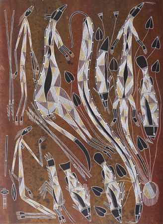 Sample artwork by Djawida Nadjongorle (1943 - 2008), known for aboriginal painting - View similar artists and auction records