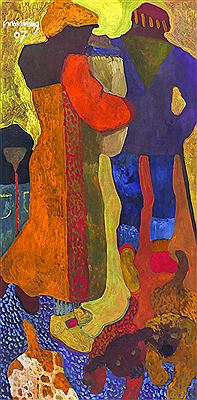 Sample artwork by William Cumming (1917 - 2010), known for abstract figurative and genre painting and drawing, teaching - View similar artists and auction records