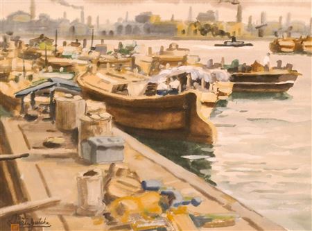 ''Harbor Scene'' 1953