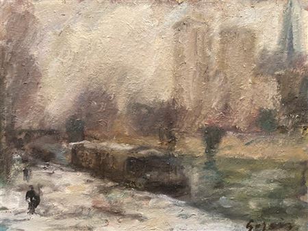 Notre-Dame, quays under the snow