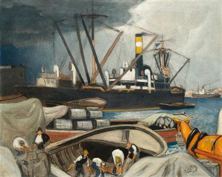 Boats in a Port by Michel Lattry - Auction record, sale price, and art valuation. Compare with similar artists and explore comparable artworks.