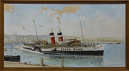 LNER PADDLE STEAMER 'WAVERLEY' ARRIVING AT ROTHESAY IN SUMMER 1947