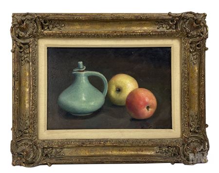 A still life study with a blue pitcher and two apples by Teresa Condeminas - Auction record, sale price, and art valuation. Compare with similar artists and explore comparable artworks.