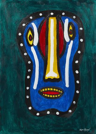 Masque africain sur fond vert