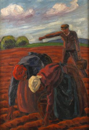 Sample artwork by Karl Gustav Paul (1890 - 1969), known for landscape scenes with peasants, horses, cattle, etcher, lithographer - View similar artists and auction records
