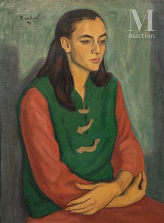Portrait de femme sur fond vert