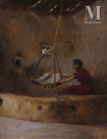 Woman and her child in the cradle by Francisque Noailly - Auction record, sale price, and art valuation. Compare with similar artists and explore comparable artworks.