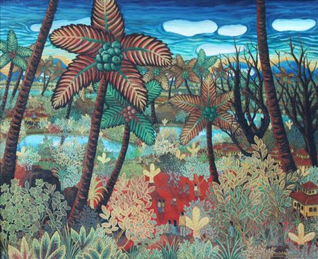 Kampoeng Halamanku, 1950 by Kartono Yudhokusumo - Auction record, sale price, and art valuation. Compare with similar artists and explore comparable artworks.