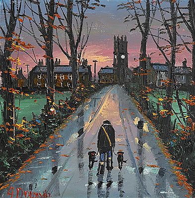 Walking the Dogs by James Downie - Auction record, sale price, and art valuation. Compare with similar artists and explore comparable artworks.