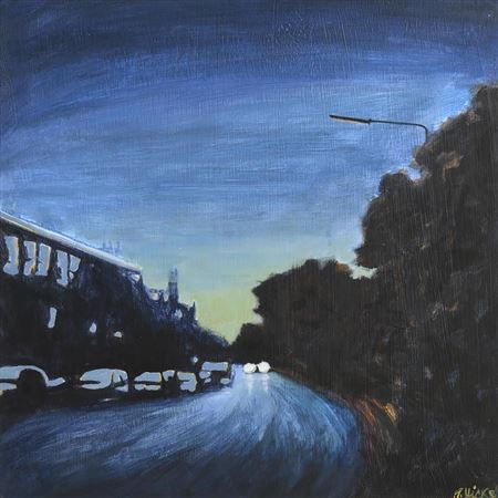 Headlights at Dusk by Joby Hickey - Auction record, sale price, and art valuation. Compare with similar artists and explore comparable artworks.
