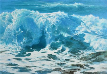 Sapphire Seas by Annemarie Bourke - Auction record, sale price, and art valuation. Compare with similar artists and explore comparable artworks.