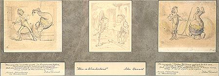 Set of three "Alice in Wonderland" drawings