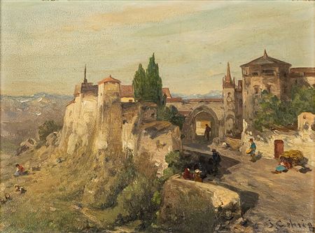 View of a town with castle