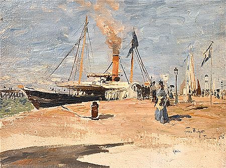 'Trouville', elegant figures boarding a ship on the quay at Trouville by Felix-Hilaire Buhot - Auction record, sale price, and art valuation. Compare with similar artists and explore comparable artworks.