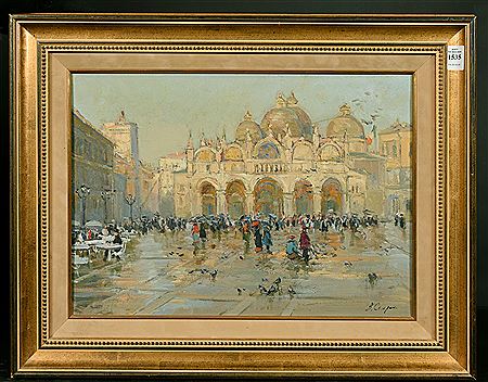 Figures on a busy Venetian Plaza