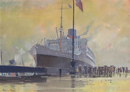 The arrival of the liner Ile-de-France at the docks of New-York by Marin-Marie - Auction record, sale price, and art valuation. Compare with similar artists and explore comparable artworks.