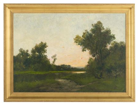 "Sunset Over a Riverscape", 1879