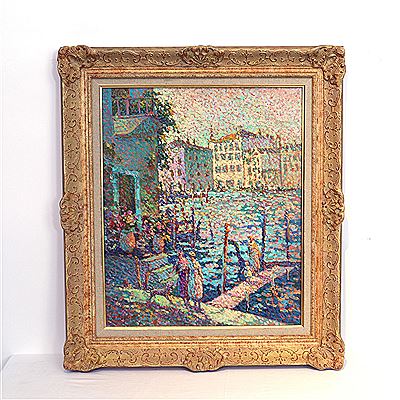 FEMMES ET ENFANTS SUR UN QUAI A VENISE