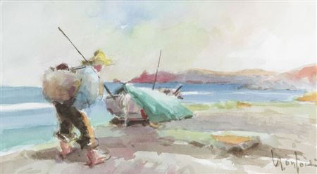 Fisherman on the beach by Juan Montfort - Auction record, sale price, and art valuation. Compare with similar artists and explore comparable artworks.