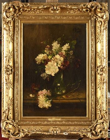 Sample artwork by Alfred Rouby (1849 - 1909), known for still life and flower painting - View similar artists and auction records