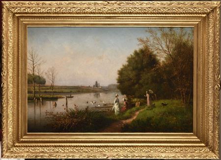 Bord de Seine à St Ouen by Charles Felix Edouard Deshayes - Auction record, sale price, and art valuation. Compare with similar artists and explore comparable artworks.