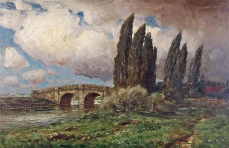 ''Landschaft mit Brücke''