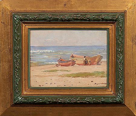 Praia com barcos