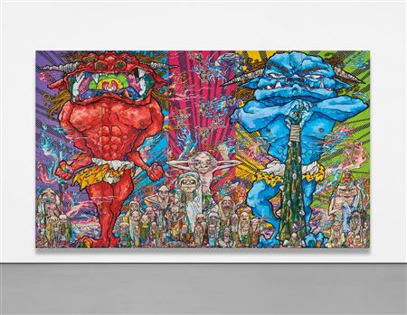 Red Demon and Blue Demon with 48 Arhats