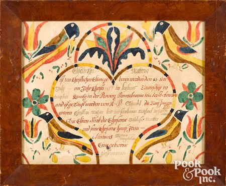 Fraktur birth certificate for Elizabetha Mafferin