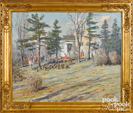 Fox hunting scene at the Marshall estate, Huntington Valley, Pennsylvania