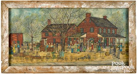 Public Sale, depicting the auction of the Hershey Homestead Main Street, Intercourse, Pennsylvania by Dolores Hackenberger - Auction record, sale price, and art valuation. Compare with similar artists and explore comparable artworks.