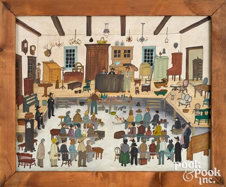 Auction scene by Dolores Hackenberger - Auction record, sale price, and art valuation. Compare with similar artists and explore comparable artworks.