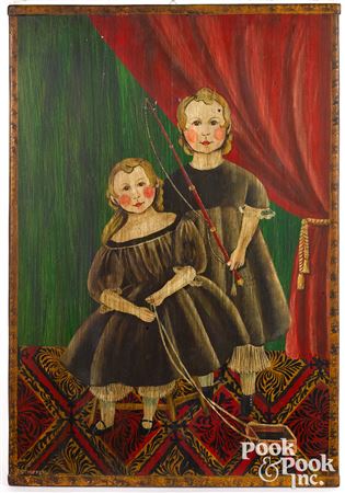 Folk portrait of two children