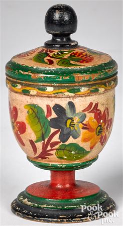 Turned and Painted Lidded Saffron Cup