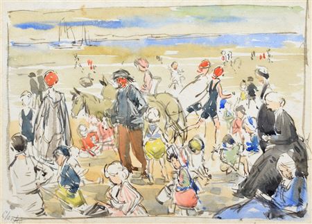Beach scene with donkeys
